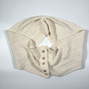 Michael Kors Cream Cable Knit Button‎ Front Infinity Scarf Wool Blend NWOT